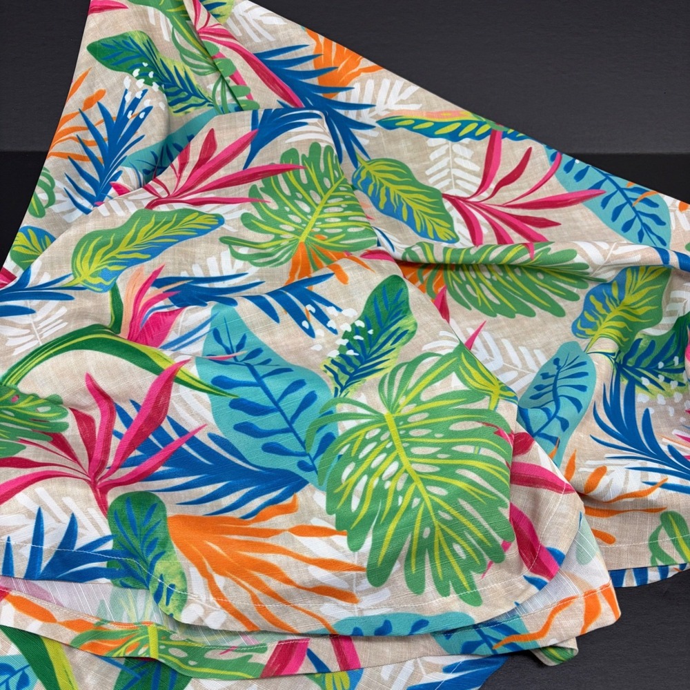 Celebrate Together Tablecloth Round 69" Tropical‎ Leaf Floral Print Multicolor